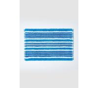 HOMESCAPES Handloomed Blue Striped Rug, 100% Cotton Bath Mat Suitable for any Room Including Wet Rooms