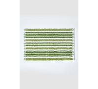 HOMESCAPES Handloomed Green Striped Rug, 100% Cotton Bath Mat Suitable for any Room Including Wet Rooms