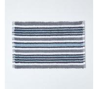 Homescapes Handloomed Striped Cotton Black Bath Mat