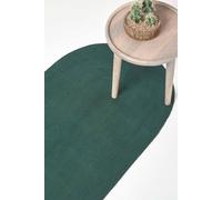 Handmade Woven Braided Oval Hallway Rug, 66 x 200 cm Homescapes Dark Green 66cm x 200cm
