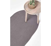Homescapes Grey Handmade Woven Braided Oval Hallway Rug, 66 X 200 Cm