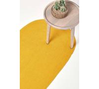 HOMESCAPES Mustard Yellow Handmade Braided Oval Hallway Runner & Living Room Woven Cotton Large Rug 66 x 200 cm