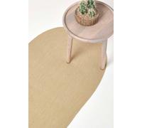 HOMESCAPES Handmade Woven Braided Rug - Linen - 66 x 200 cm