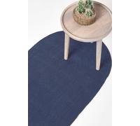 Homescapes Handmade Woven Braided Oval Hallway Rug, 66 x 200 cm in Navy | Size: 66 cm x 200 cm Homescapes Navy 66 cm x 200 cm
