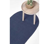 Homescapes Handmade Woven Braided Oval Hallway Rug, 66 x 200 cm in Navy | Size: 66 cm x 200 cm Homescapes Navy 66 cm x 200 cm