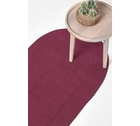 HOMESCAPES Plum Handmade Braided Oval Hallway Runner & Living Room Dark Purple Woven Cotton Large Rug, 66 x 200 cm