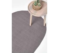 HOMESCAPES Dark Grey Handmade Braided Round Rug For Bedroom & Living Room Reversible Woven Cotton Circular Rug, 150 cm