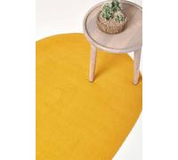 HOMESCAPES Mustard Yellow Handmade Braided Oval Rug For Bedroom & Living Room Reversible Woven Cotton Rug, 90 x 150 cm