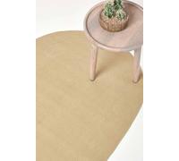 HOMESCAPES Linen Handmade Braided Round Rug For Bedroom & Living Room Light Brown Reversible Woven Cotton Circular Rug, 120 cm