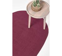 HOMESCAPES Plum Handmade Braided Oval Rug For Bedroom & Living Room Dark Purple Reversible Woven Cotton Large Rug, 110 x 170 cm