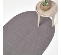 HOMESCAPES Handmade Woven Braided Rug - Grey - 50 x 80 cm