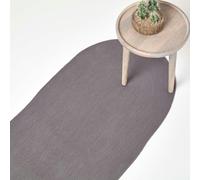 HOMESCAPES Handmade Woven Braided Rug - Grey - 66 x 200 cm