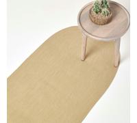 HOMESCAPES Handmade Woven Braided Rug - Linen - 66 x 200 cm