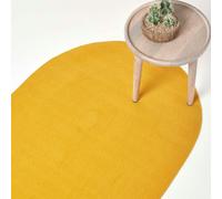 HOMESCAPES Handmade Woven Braided Rug - Mustard Yellow - 90 x 150 cm