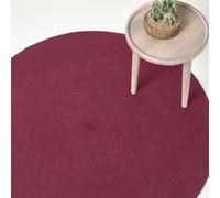 HOMESCAPES Handmade Woven Braided Rug - Plum - 150 cm Round