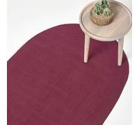 HOMESCAPES Handmade Woven Braided Rug - Plum - 50 x 80 cm