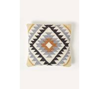 Handwoven Kilim Cushion with Feather Filling Homescapes Gold 45cm x 45cm