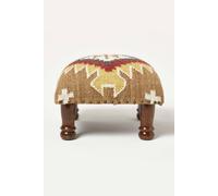 Handwoven Kilim Footstool 40 x 40 cm Homescapes Brown One Size
