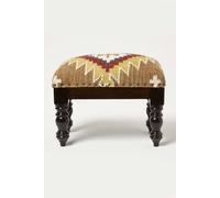 Handwoven Kilim Footstool 50 x 30 cm Homescapes Brown One Size