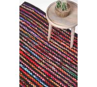 Handwoven Multi Coloured Recycled Chindi Folk Rug Homescapes Multi 120cm x 170cm