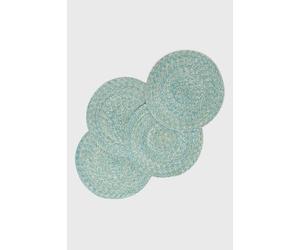 Homescapes Handwoven Round Placemats Set Of 4 In Aqua Aqua One Size
