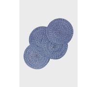 Homescapes Handwoven Round Placemats Set of 4 in Blue Homescapes Blue