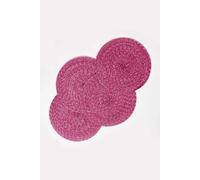 HOMESCAPES Set of 4 Handwoven Pink Placemats with Braided Pattern and Non-Slip Back 40 cm Round Table Mats for Indoor & Outdoor Use