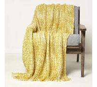 Ophelia Soft Throw with Tassels Homescapes Yellow 125cm x 150cm