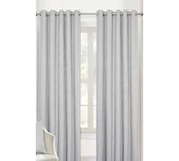 (W 167cm x Drop 182cm, Light Grey) Heavy Boucle Textured Blackout Lined Eyelet Curtain Pair