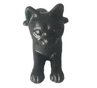 HOMESCAPES Door Stop Novelty 3D Cat Door Stopper Black Cast Iron Finish