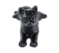 HOMESCAPES Door Stop Novelty 3D Cat Door Stopper Black Cast Iron Finish