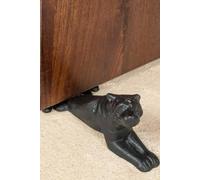 Homescapes Heavyweight Cast Iron Dog Door Stop In Black Black One Size