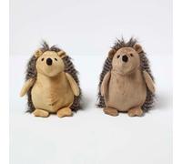 HOMESCAPES Hedgehog Plush Door Stops, Set of 2 in Beige and Brown, 22cm H x 10cm W x 10cm D, Luxuriously Soft Material Animal Door Stoppers for Home or Office Heavy 1.6 kg