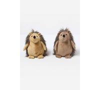 Homescapes Hedgehog Doorstop - Set Of 2 - Animal Door Stops In Brown Brown
