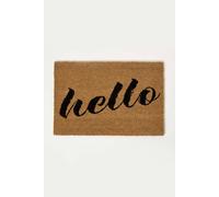 Homescapes Hello Coir Doormat 60 X 40 Cm In Brown Brown 40cm x 60cm