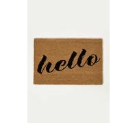 Homescapes Hello Coir Doormat 60 x 40 cm in Brown | Size: 40 cm x 60 cm Homescapes Brown 40 cm x 60 cm