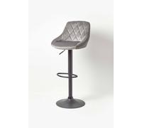 Homescapes Henley Velvet And Leather Height Adjustable Bar Stool In Grey Grey