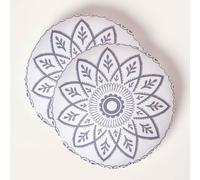 HOMESCAPES Henna Round Grey Outdoor Cushion 40 cm, Set of 2