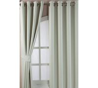 Homescapes Herringbone Blackout Curtains Pair Eyelet Style In Ivory Ivory 117cm width x 183cm drop