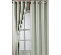 Herringbone Blackout Curtains Pair Eyelet Style Homescapes Ivory 117cm width x 137cm drop