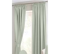 HOMESCAPES Ivory Pencil Pleat Blackout Thermal Curtain Pair Width 117cm (46") x 228cm (90") Drop Herringbone Chevron Textured Retro Geometric Design. FREE SWATCHES.