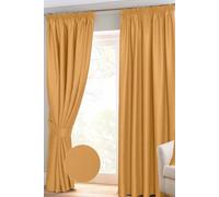 (W 117cm x Drop 182cm, Mustard Yellow) Herringbone Chevron Blackout Curtains Pair Pencil Pleat