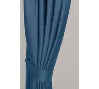 Homescapes Herringbone Curtain Tie Back Pair In Navy Navy