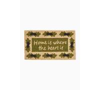 Homescapes Home Is Where The Heart Is Coir Doormat In Green Green 40cm x 70cm