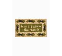HOMESCAPES - Door Mat- Home is Where Heart is - 40 x 70 cm - 100% Natural Coir - Indoor and Outdoor Doormat