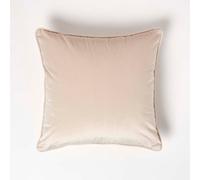 (Cream) Filled Velvet Cushion with Piped Edge 46 x 46 cm