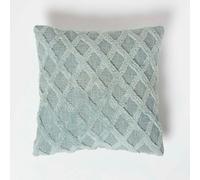 (Green) Geometric Diamond Green Tufted Cotton Cushion 45 x 45 cm
