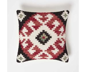 Homescapes Homescpaes Tawa Handwoven Traditional Red & Black Kilim Cushion 45 X 45 Cm