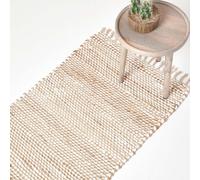 Homescapes Horizon Neutral Chevron Hemp Chindi Rug, 66 X 200 Cm
