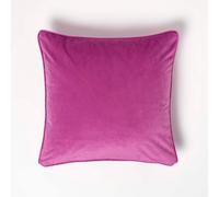(Hot Pink) Filled Velvet Cushion with Piped Edge 46 x 46 cm